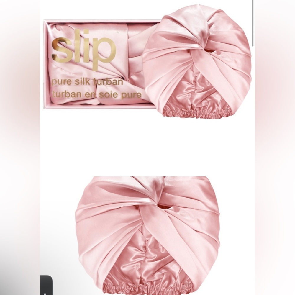 Slip silk Pure Silk Turban bed bonnet in pink rose